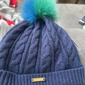 Burberry beanie hat with fuzzball on top Burberry | Accessories | Burberry Beanie Hat With Fuzzball  main image 2
